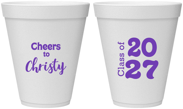 Personalized Graduation 12 oz Foam Cups - Class Of 2027 Cheers | 130037