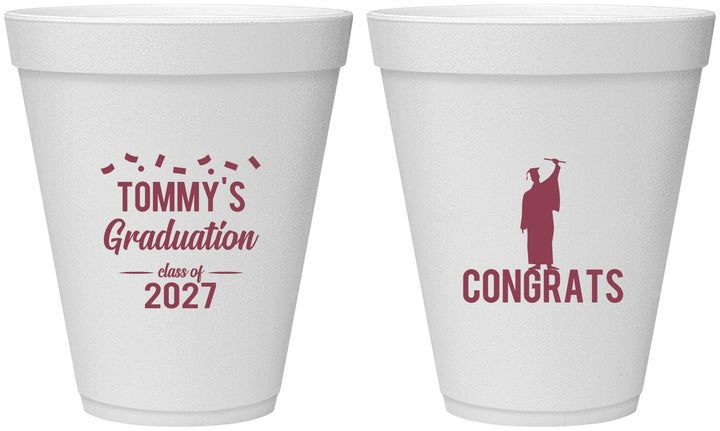 Personalized Graduation 12 oz Foam Cups - Class Of 2027 Congrats | 130046