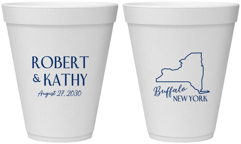 Personalized Wedding 12 oz Foam Cups - New York | 131