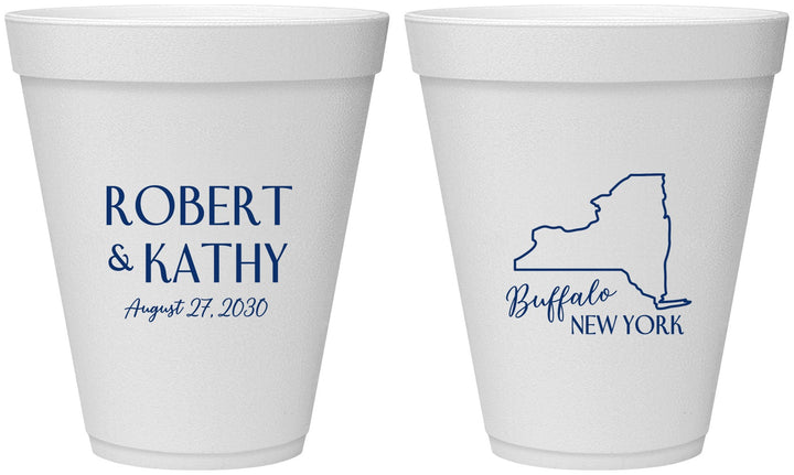 Personalized Wedding 12 oz Foam Cups - New York | 131