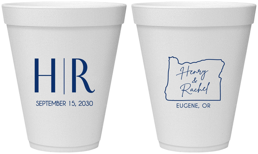 Personalized Wedding 12 oz Foam Cups - Oregon | 136