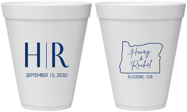 Personalized Wedding 12 oz Foam Cups - Oregon | 136