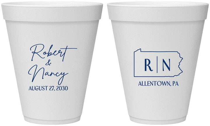 Personalized Wedding 12 oz Foam Cups - Pennsylvania | 137