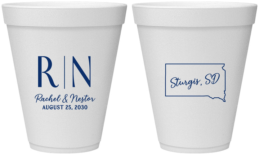 Personalized Wedding 12 oz Foam Cups - South Dakota | 140