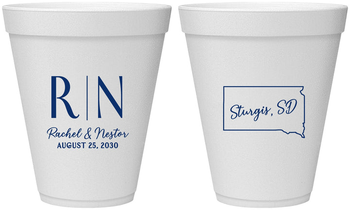 Personalized Wedding 12 oz Foam Cups - South Dakota | 140