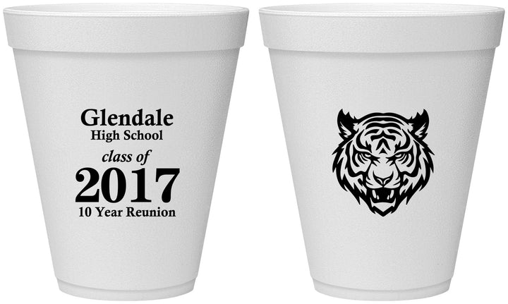 Personalized Class Reunion 12 oz Foam Cups - Class Of 2017 10 Year | 140000