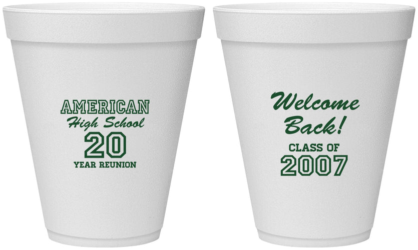 Personalized Class Reunion 12 oz Foam Cups - Class Of 2007 20 Year | 140001