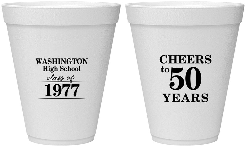 Personalized Class Reunion 12 oz Foam Cups - Class Of 1977 50 Year | 140004
