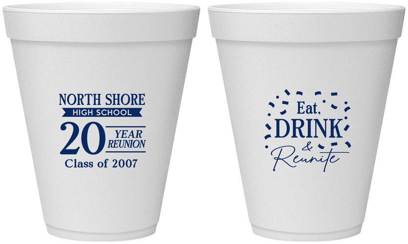 Personalized Class Reunion 12 oz Foam Cups - Class Of 2007 20 Year | 140006
