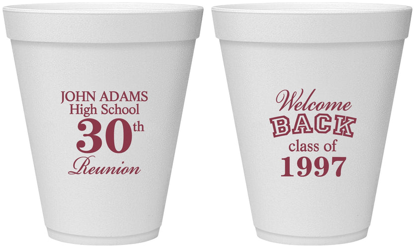 Personalized Class Reunion 12 oz Foam Cups - Class Of 1997 30 Year | 140007