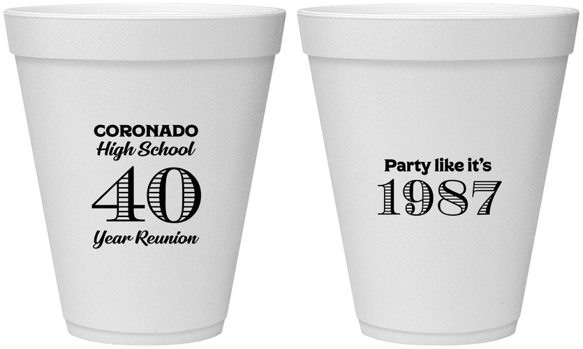 Personalized Class Reunion 12 oz Foam Cups - Class Of 1987 40 Year | 140008
