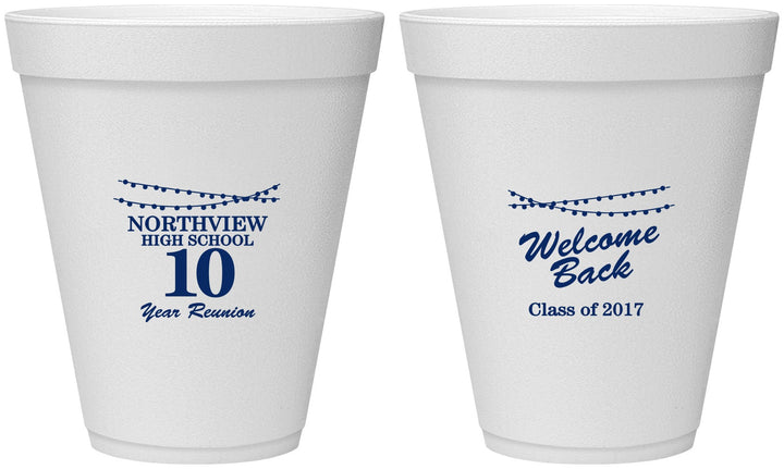Personalized Class Reunion 12 oz Foam Cups - Class Of 2017 10 Year | 140010