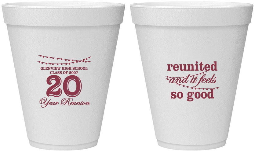 Personalized Class Reunion 12 oz Foam Cups - Class Of 2007 20 Year | 140011