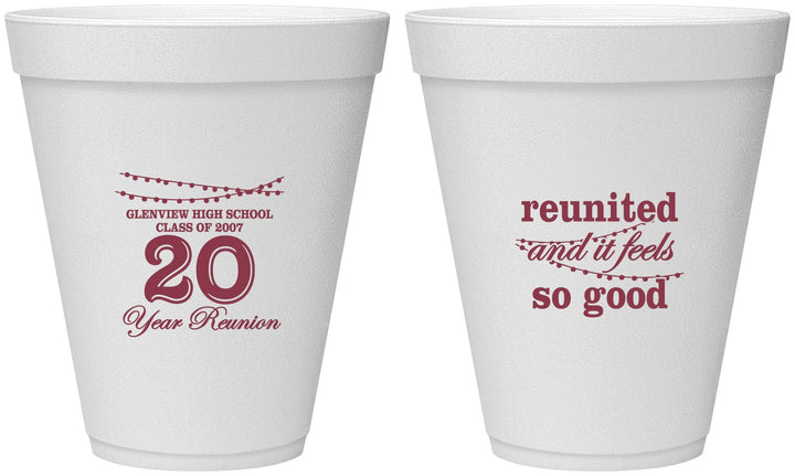 Personalized Class Reunion 12 oz Foam Cups - Class Of 2007 20 Year | 140011