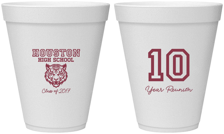Personalized Class Reunion 12 oz Foam Cups - Class Of 2017 10 Year | 140015