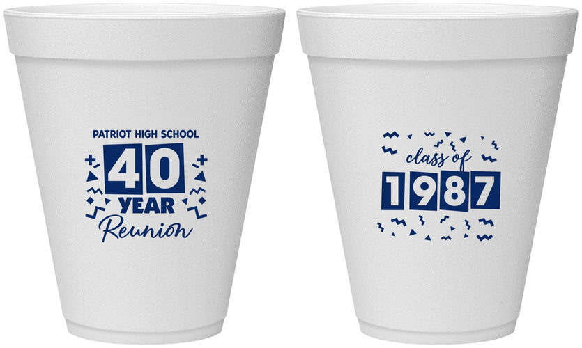 Personalized Class Reunion 12 oz Foam Cups - Class Of 1987 40 Year | 140018