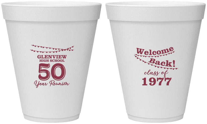 Personalized Class Reunion 12 oz Foam Cups - Class Of 1977 50 Year | 140019