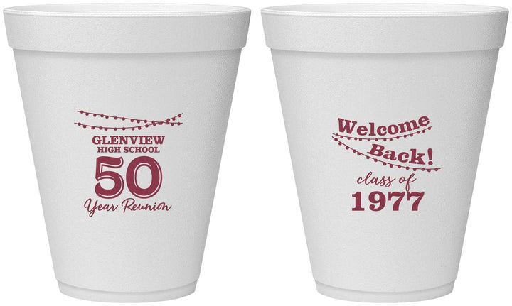Personalized Class Reunion 12 oz Foam Cups - Class Of 1977 50 Year | 140019