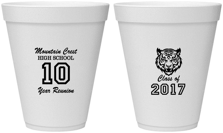 Personalized Class Reunion 12 oz Foam Cups - Class Of 2017 10 Year | 140020