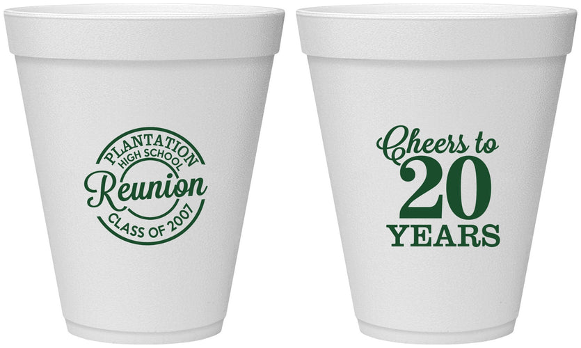 Personalized Class Reunion 12 oz Foam Cups - Class Of 2007 20 Year | 140021