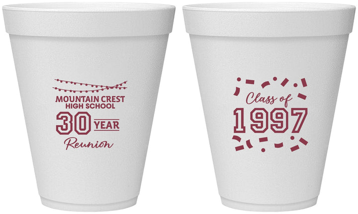 Personalized Class Reunion 12 oz Foam Cups - Class Of 1997 30 Year | 140027