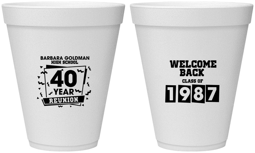 Personalized Class Reunion 12 oz Foam Cups - Class Of 1987 40 Year | 140028