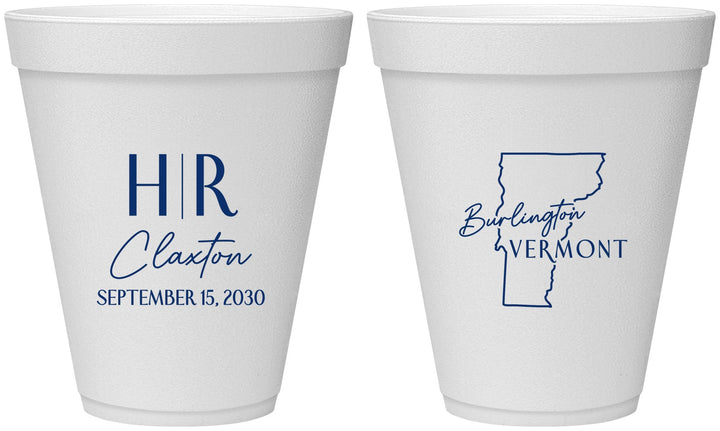 Personalized Wedding 12 oz Foam Cups - Vermont | 144
