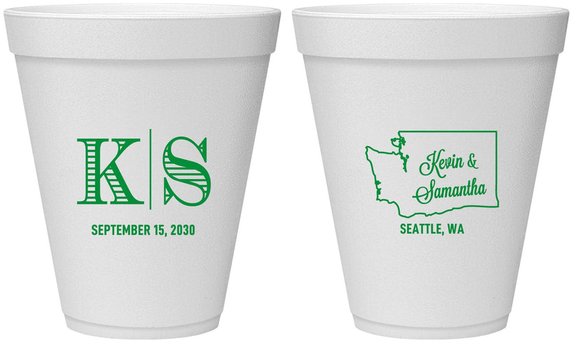 Personalized Wedding 12 oz Foam Cups - Washington | 146