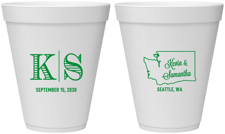 Personalized Wedding 12 oz Foam Cups - Washington | 146