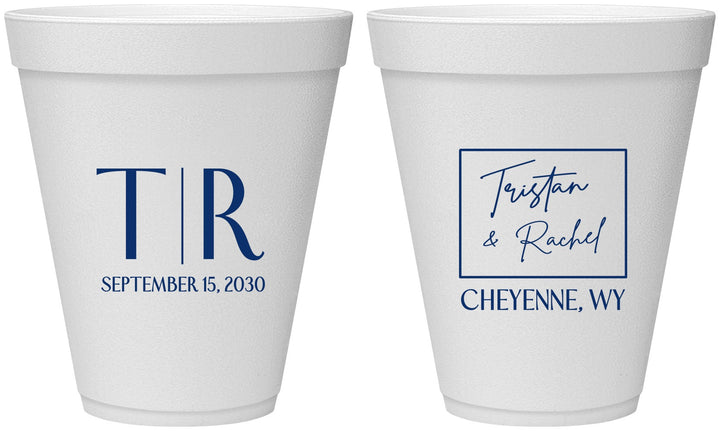 Personalized Wedding 12 oz Foam Cups - Wyoming | 149
