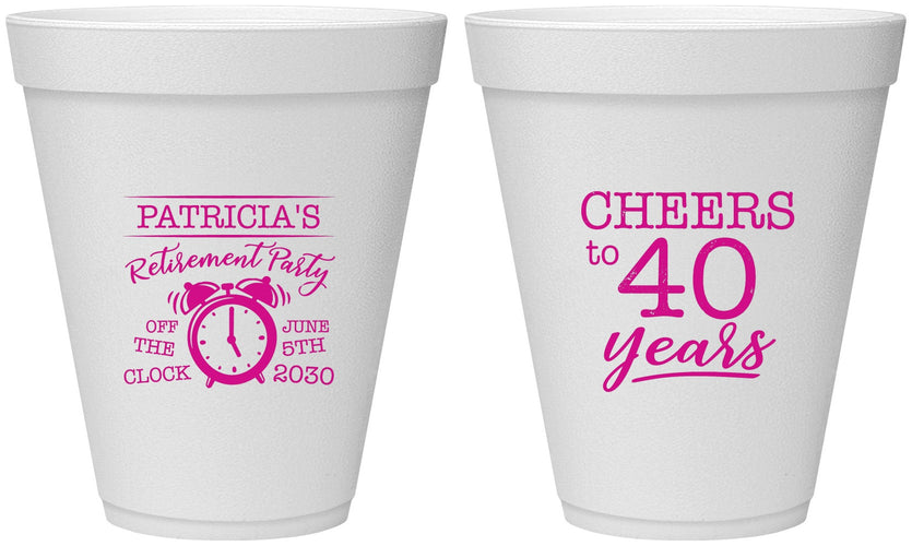 Personalized Retirement 12 oz Foam Cups - Off The Clock | 150000