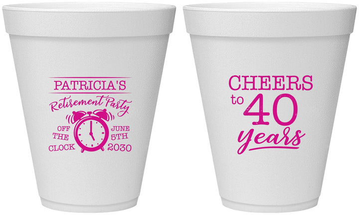 Personalized Retirement 12 oz Foam Cups - Off The Clock | 150000