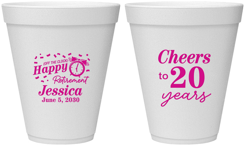 Personalized Retirement 12 oz Foam Cups - Off The Clock | 150001