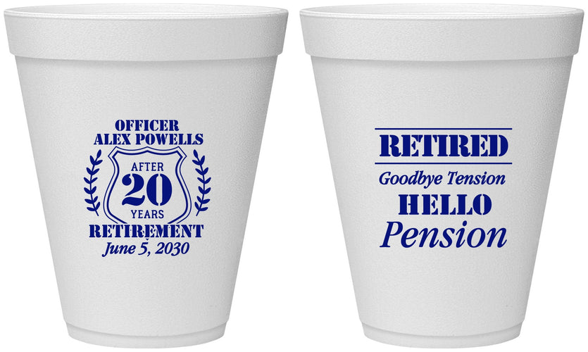 Personalized Retirement 12 oz Foam Cups - Police Officer | 150011