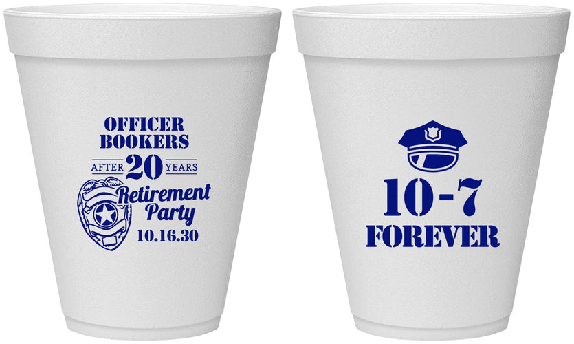 Personalized Retirement 12 oz Foam Cups - Police Officer | 150012