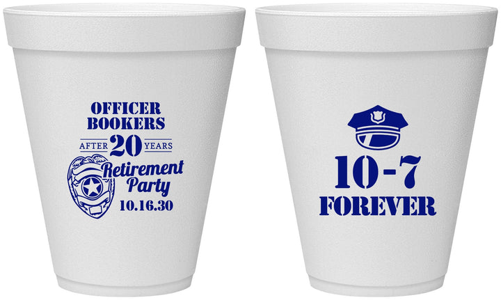 Personalized Retirement 12 oz Foam Cups - Police Officer | 150012