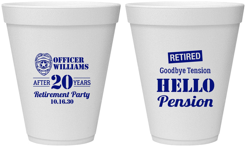 Personalized Retirement 12 oz Foam Cups - Police Officer | 150013