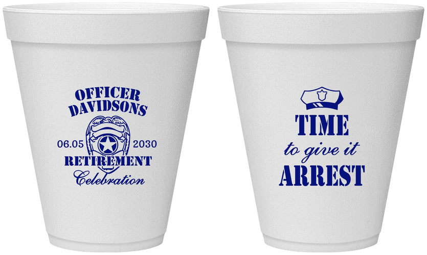 Personalized Retirement 12 oz Foam Cups - Police Officer | 150014