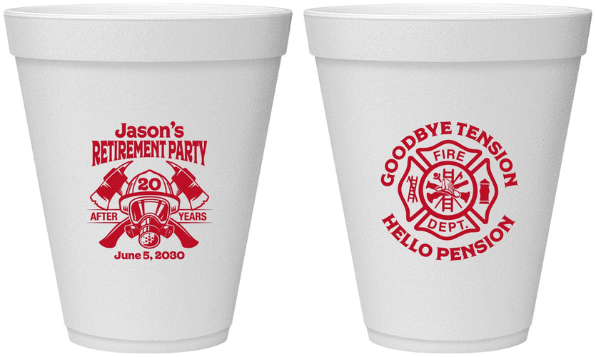 Personalized Retirement 12 oz Foam Cups - Firefighter | 150015