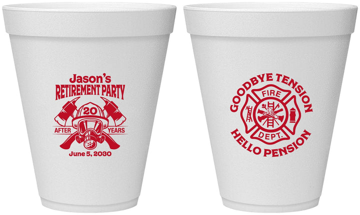 Personalized Retirement 12 oz Foam Cups - Firefighter | 150015