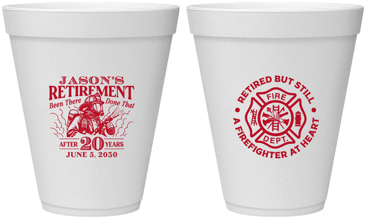 Personalized Retirement 12 oz Foam Cups - Firefighter | 150016