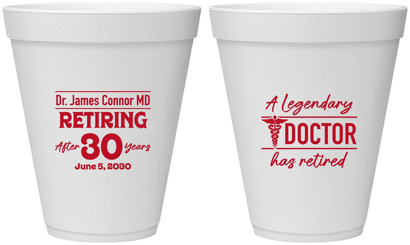 Personalized Retirement 12 oz Foam Cups - Doctor | 150018