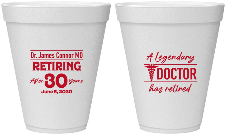 Personalized Retirement 12 oz Foam Cups - Doctor | 150018
