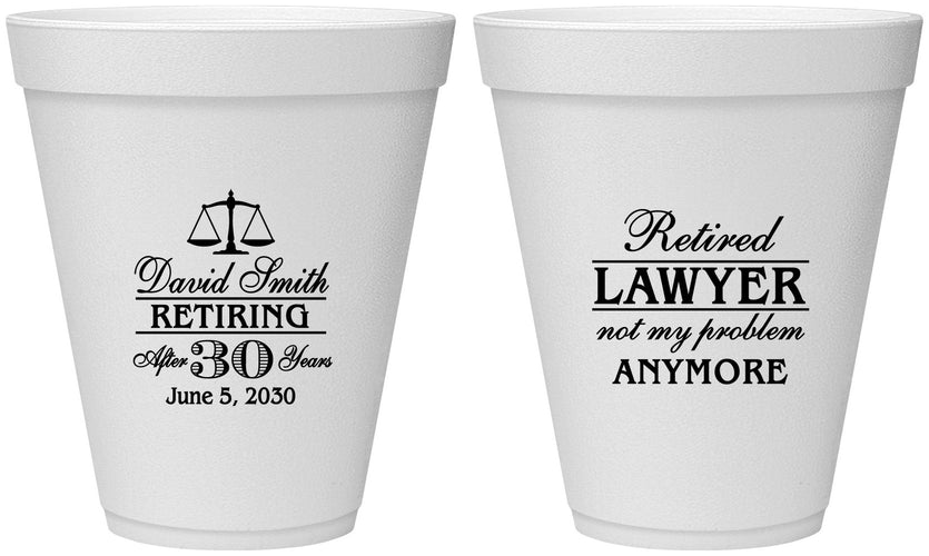 Personalized Retirement 12 oz Foam Cups - Lawyer | 150025