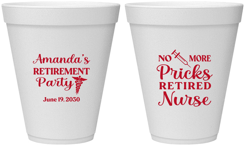Personalized Retirement 12 oz Foam Cups - Nurse | 150027