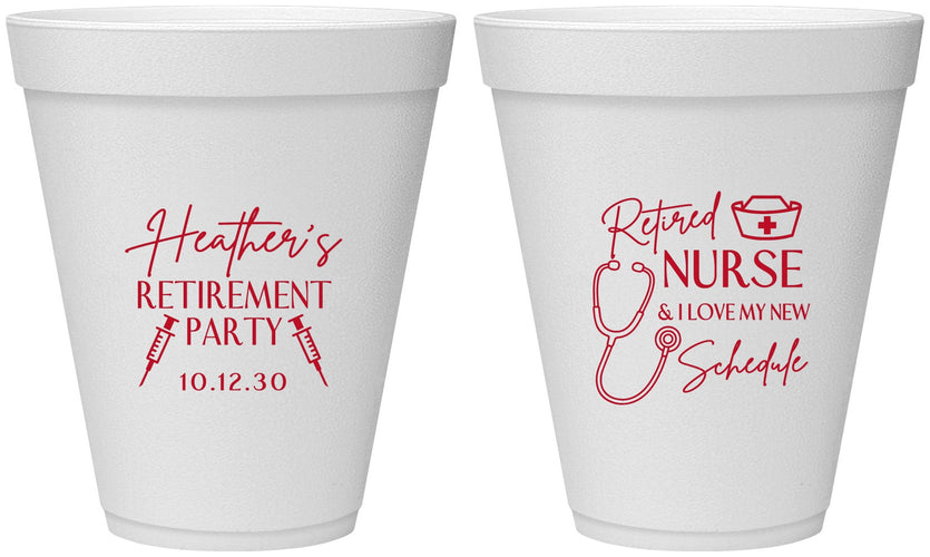 Personalized Retirement 12 oz Foam Cups - Nurse | 150028