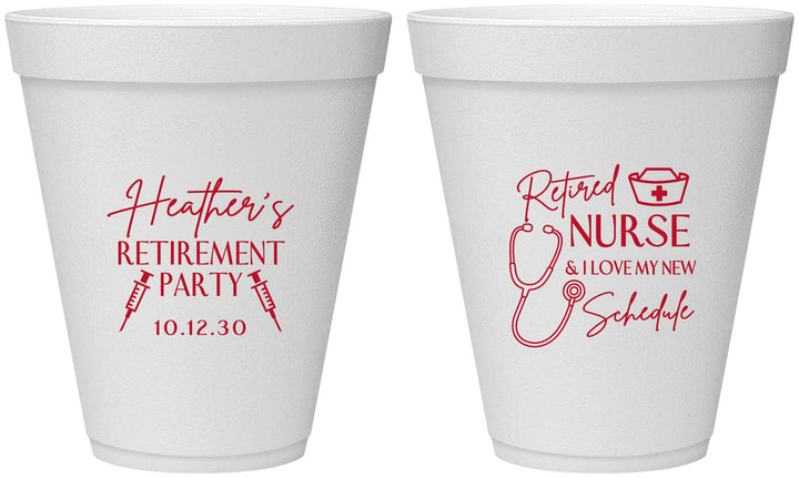 Personalized Retirement 12 oz Foam Cups - Nurse | 150028