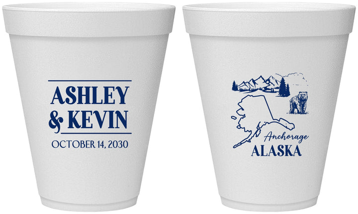Personalized Wedding 12 oz Foam Cups - Alaska | 151
