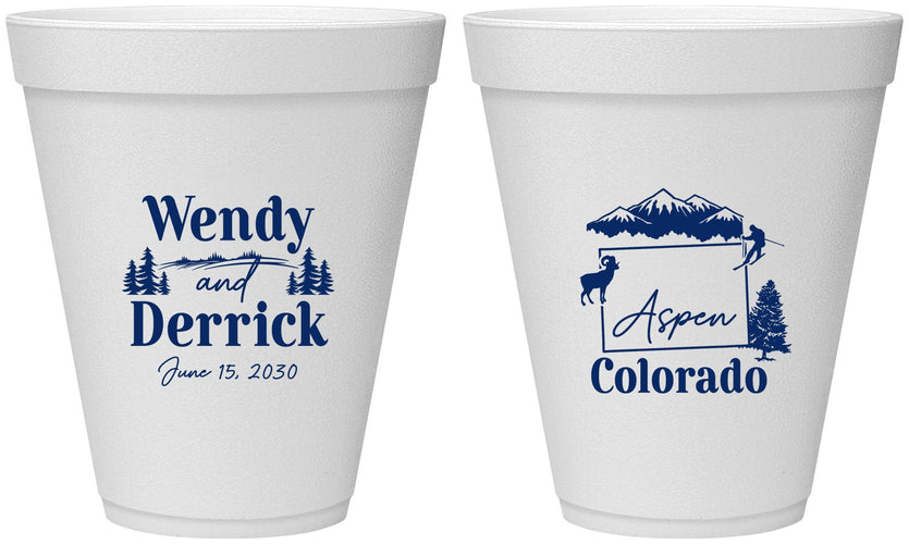 Personalized Wedding 12 oz Foam Cups - Colorado | 155