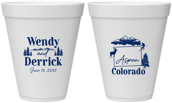 Personalized Wedding 12 oz Foam Cups - Colorado | 155